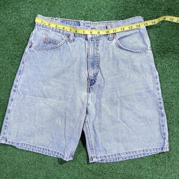 Vintage Levis Shorts Mens 31 Relaxed Fit 550 Orange Tab Denim 90s Light Wash - Picture 9 of 10